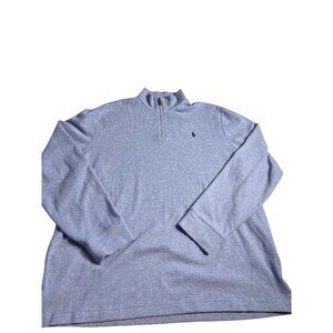 Polo Ralph Lauren Mens Light Blue Estate Rib 1/4 Zip Pullover Sweater XL